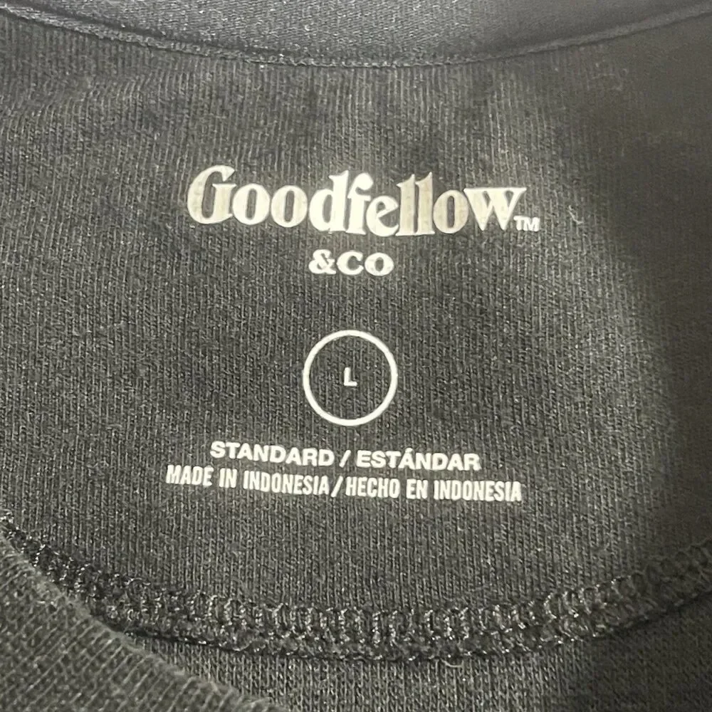 Goodfellow & Co Men’s Shirt Size Large Thermal Henley Long Sleeve Black Ribbed